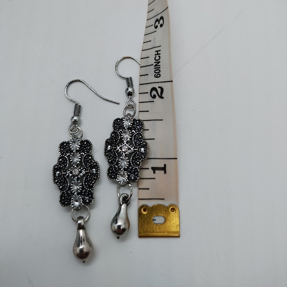 Plunder Designs Necklace Bracelet Earrings Honeysuckle Set Silver Rhinestones - Picture 10 of 12